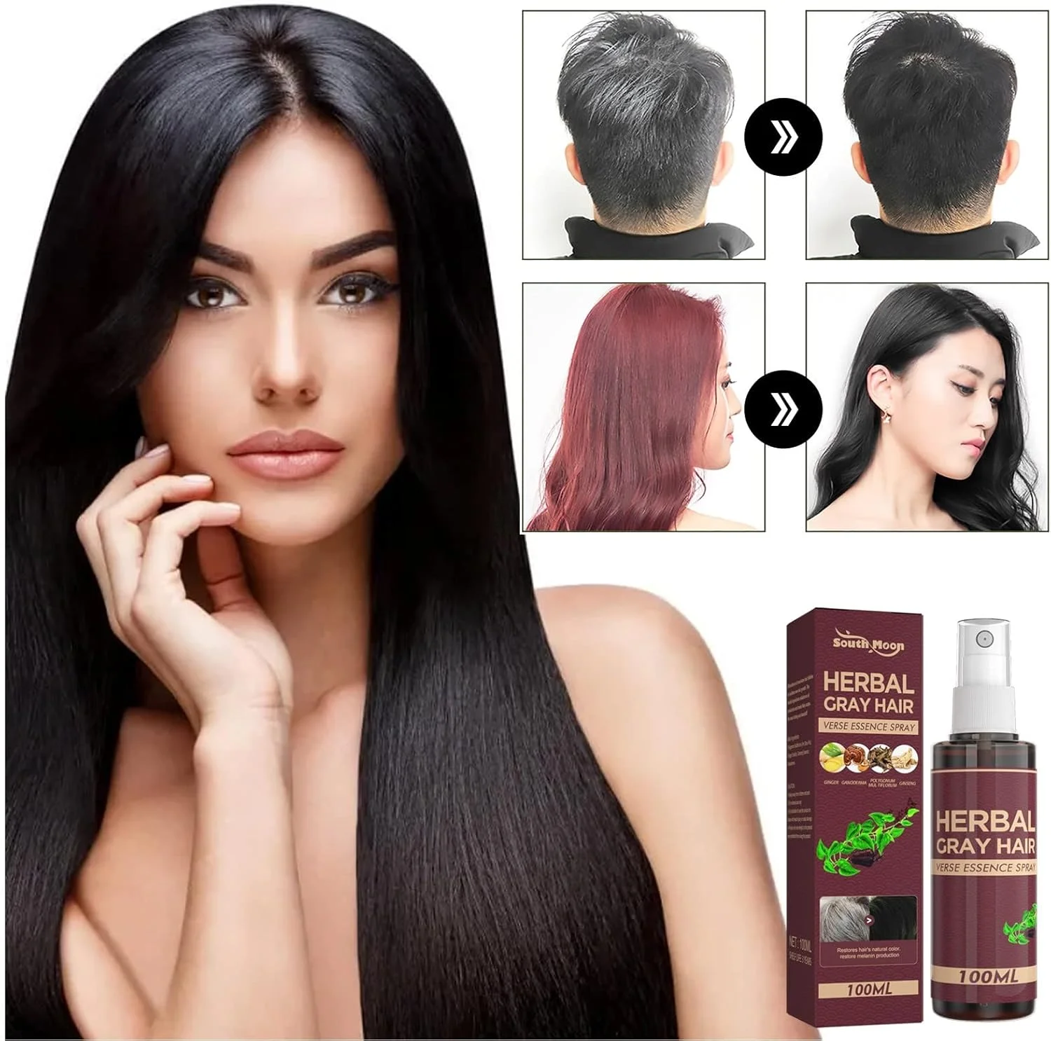 اسپری مو سفید به مشکی بلک | اسپری مایع گیاهی مو 100 میلی لیتر حجم دهنده و مغذی مو، اسپری حالت دهنده فوق العاده قوی و مغذی مو