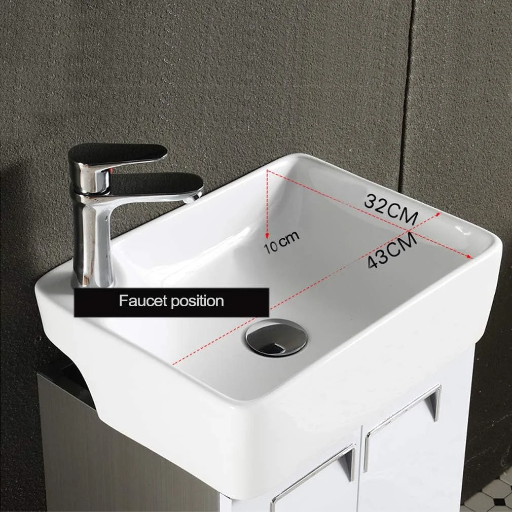 کابینت روشویی مدرن JTQDDT، یونیت روشویی ایستاده با یک سوراخ شیر، 455mm x 830mm، سفید طوسی