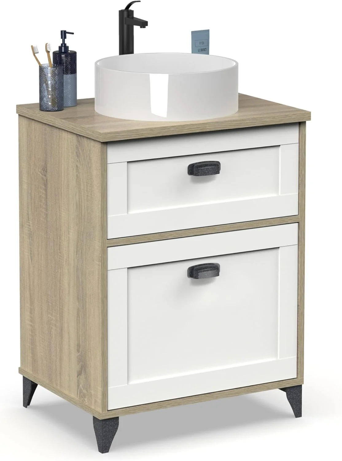 کابینت روشویی MUEBLES PITARCH، کامپوزیت چوب، کمبریج/سفید، 80 x 61 x 47 سانتی متر (ارتفاع x عرض x عمق) کابینت روشویی MUEBLES PITARCH، کامپوزیت چوب، کمبریج/سفید، 80 x 61 x 47 سانتی متر (ارتفاع x عرض x عمق)