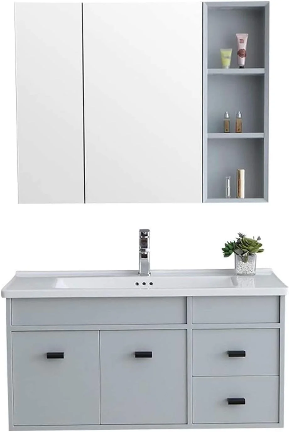 کابینت روشویی XRTLYH، کابینت چوبی حمام، ترکیب کابینت آینه دار، روشویی سرامیکی یکپارچه دیواری، کابینت روشویی (رنگ: خاکستری، سایز: 50x100x52 سانتی متر) کابینت روشویی XRTLYH، کابینت چوبی حمام، ترکیب کابینت آینه دار، روشویی سرامیکی یکپارچه دیواری، کابینت روشویی (رنگ: خاکستری، سایز: 50x100x52 سانتی متر)