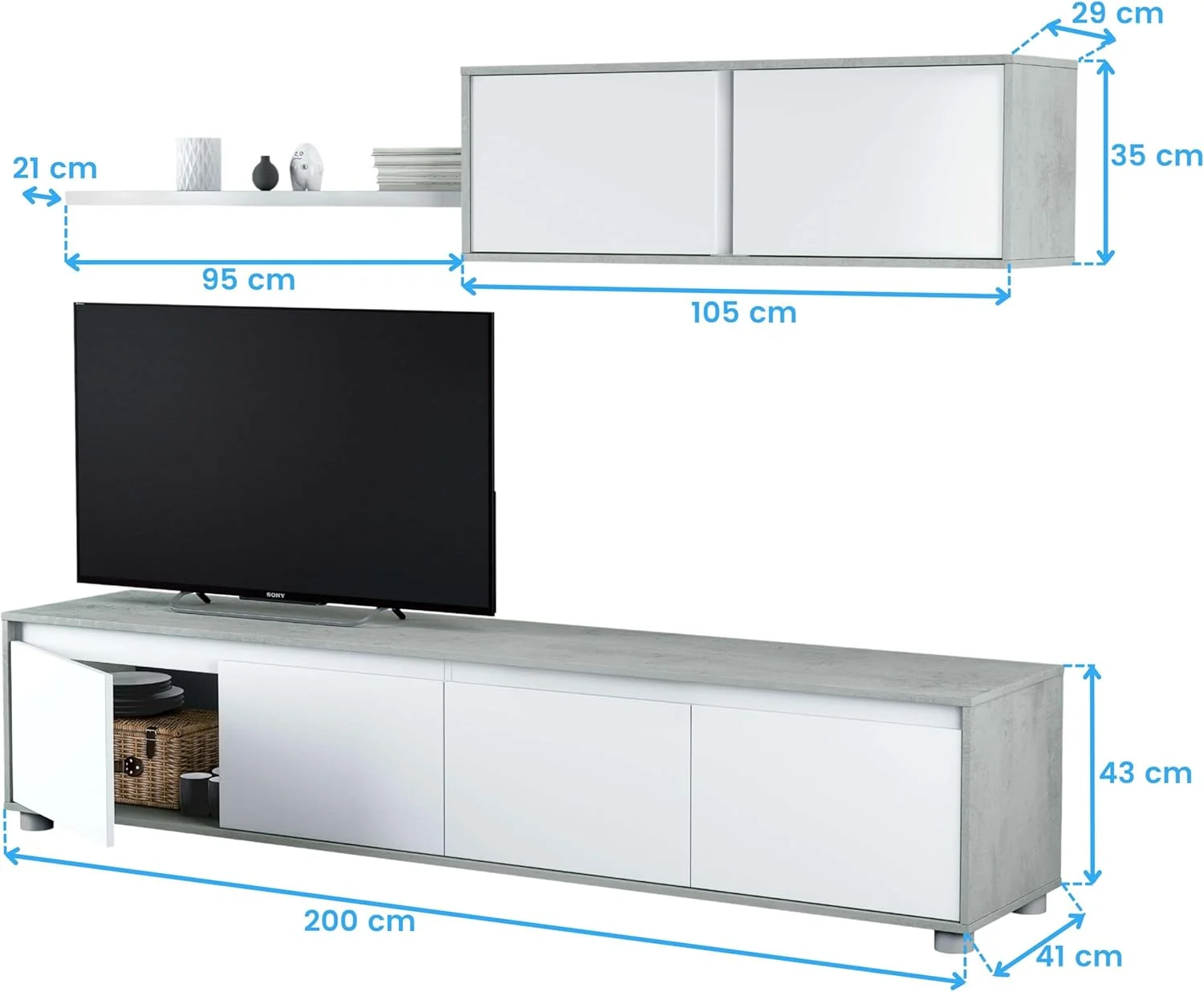 کابینت روشویی MUEBLES PITARCH، کامپوزیت چوب، کمبریج/سفید، 80 x 61 x 47 سانتی متر (ارتفاع x عرض x عمق)