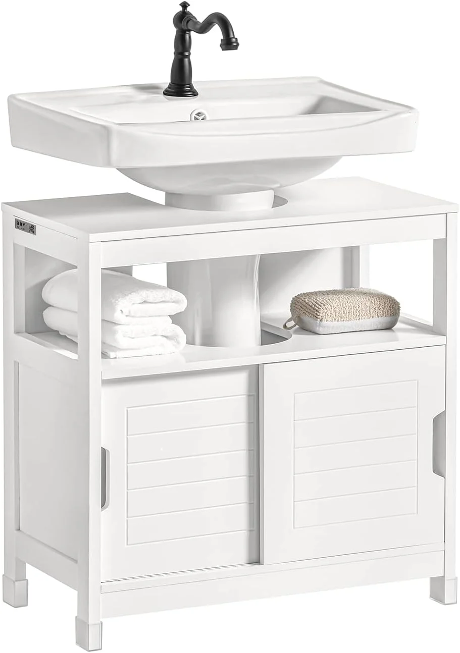 کابینت حمام SoBuy، کابینت ذخیره سازی حمام زیر سینک، سازمان دهنده حمام با درب های کشویی، کابینت کوچک گوشه ای خزانة حمام برای فضاهای کوچک، آشپزخانه، دستشویی، خزانة مطبخ FRG128-II-W کابینت حمام SoBuy، کابینت ذخیره سازی حمام زیر سینک، سازمان دهنده حمام با درب های کشویی، کابینت کوچک گوشه ای خزانة حمام برای فضاهای کوچک، آشپزخانه، دستشویی، خزانة مطبخ FRG128-II-W