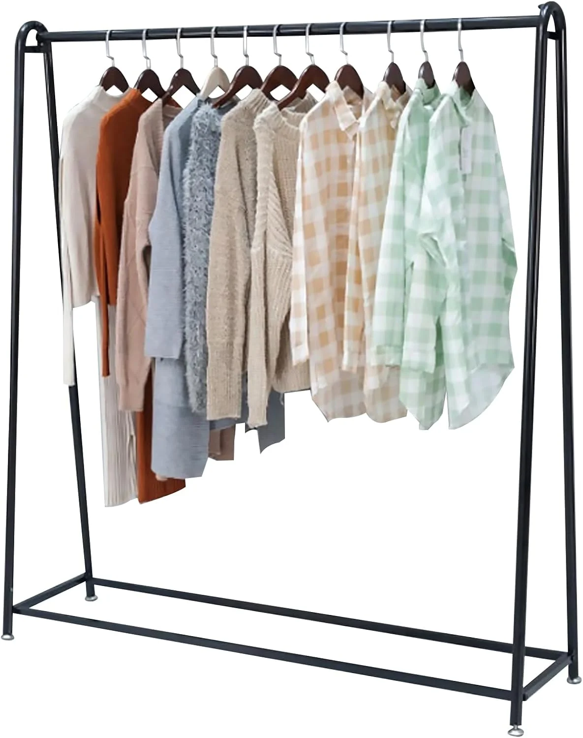 رگال لباس ایستاده Beauenty، ابعاد 170 * 100 سانتی متر، رگال لباس با تحمل بار قوی، چند منظوره برای آویزان کردن لباس در بوتیک، ورودی و کمد (مشکی)