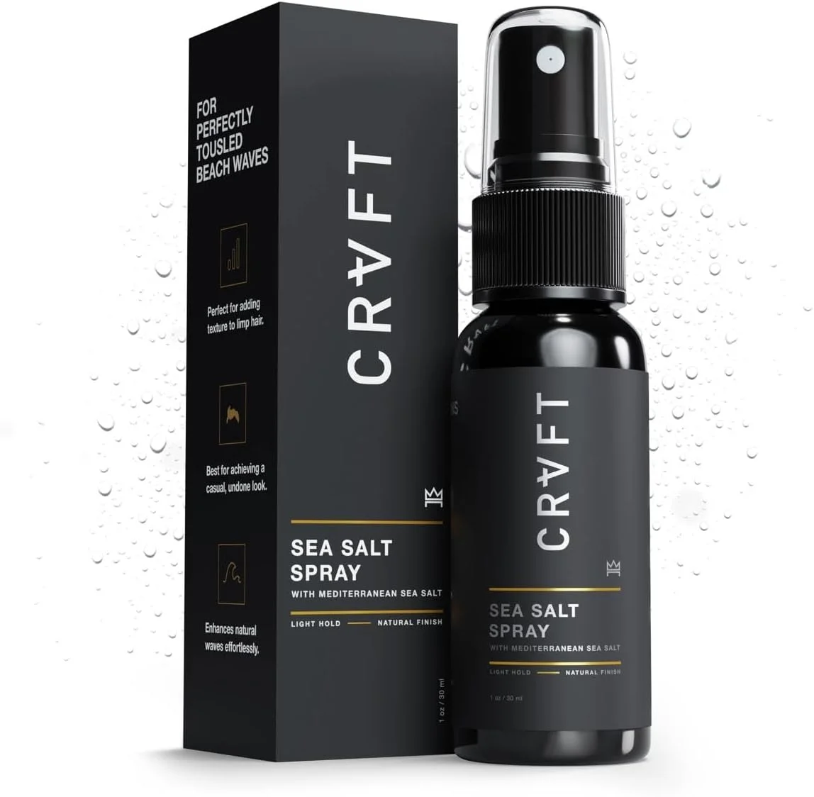 اسپری نمک دریایی Hair Craft Co. حجم 30 میلی لیتر | حالت دهی ملایم/پوشش طبیعی | افزایش حجم و بافت | ایده آل برای انواع و اندازه مو | اسپری بافت دهنده مو مردانه | ساخت آمریکا | فاقد پارابن و سولفات [معطر]