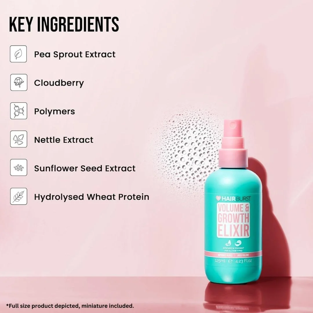 اسپری مو الکسیر چند منظوره هیر برست - اسپری حجم دهنده حاوی تمشک ابری، جوانه نخود و پلیمرها - محافظت در برابر اشعه ماوراء بنفش، افزایش درخشندگی، آبرسانی و استحکام - جلوگیری از شکستگی، بدون چربی (40 میلی لیتر)