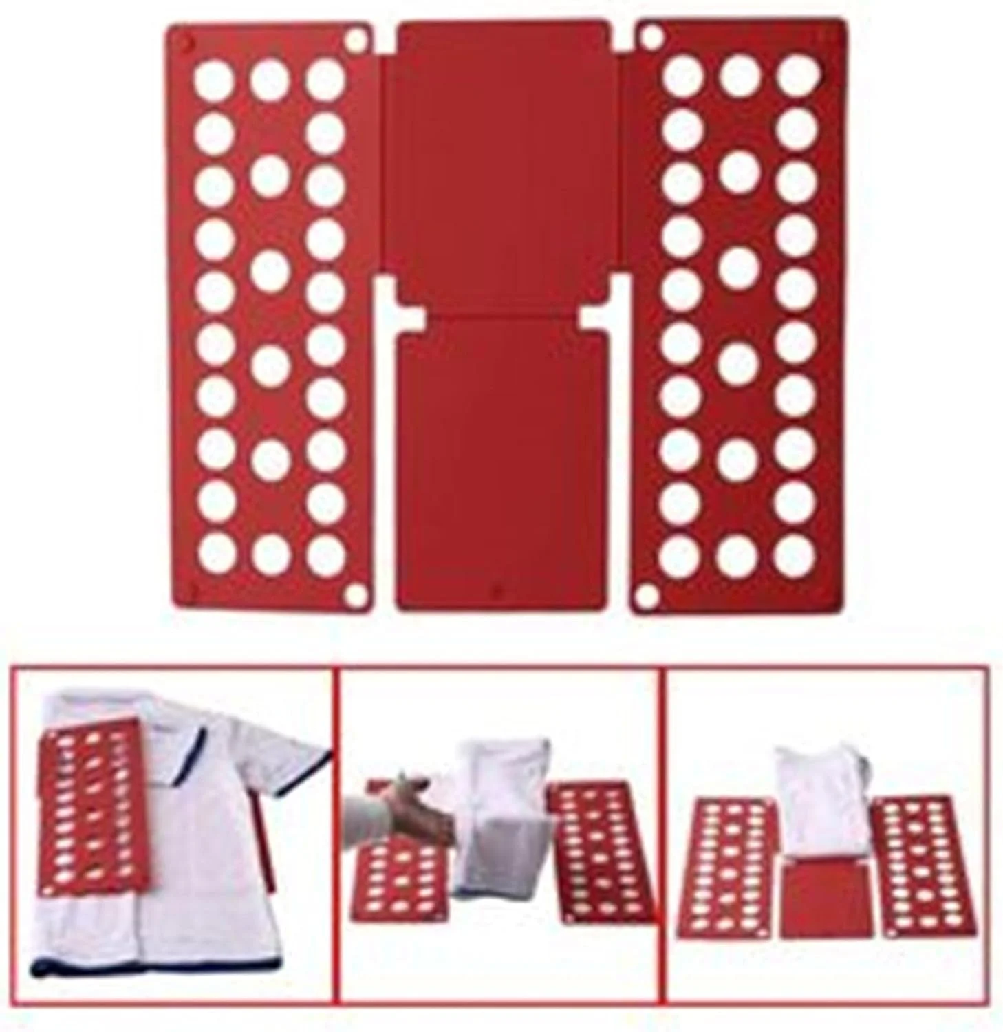 تخته تاشو لباس هالامودو، تیشرت و لباس تاشو، تخته تاشو کوچک پلاستیکی تاشو برای سازماندهی تیشرت در کمد، کشو و نگهداری آسان لباس (قرمز)