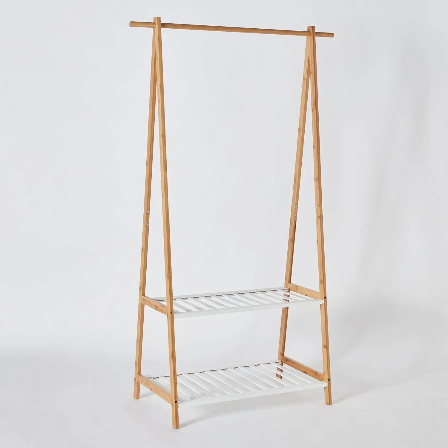 HomeBox Lexus قفسه ذخیره سازی 2 طبقه با رگال لباس - 90x43x152 سانتی متر