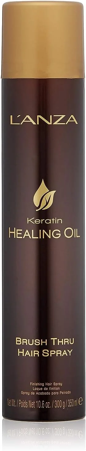 اسپری مو L'ANZA Keratin Healing Oil Brush Thru با اثر نگهدارنده متوسط، برای ایجاد ظاهری براق و ماندگار، با محافظت سه گانه در برابر اشعه ماوراء بنفش و حرارت، مناسب برای انواع مو (300 میلی لیتر)