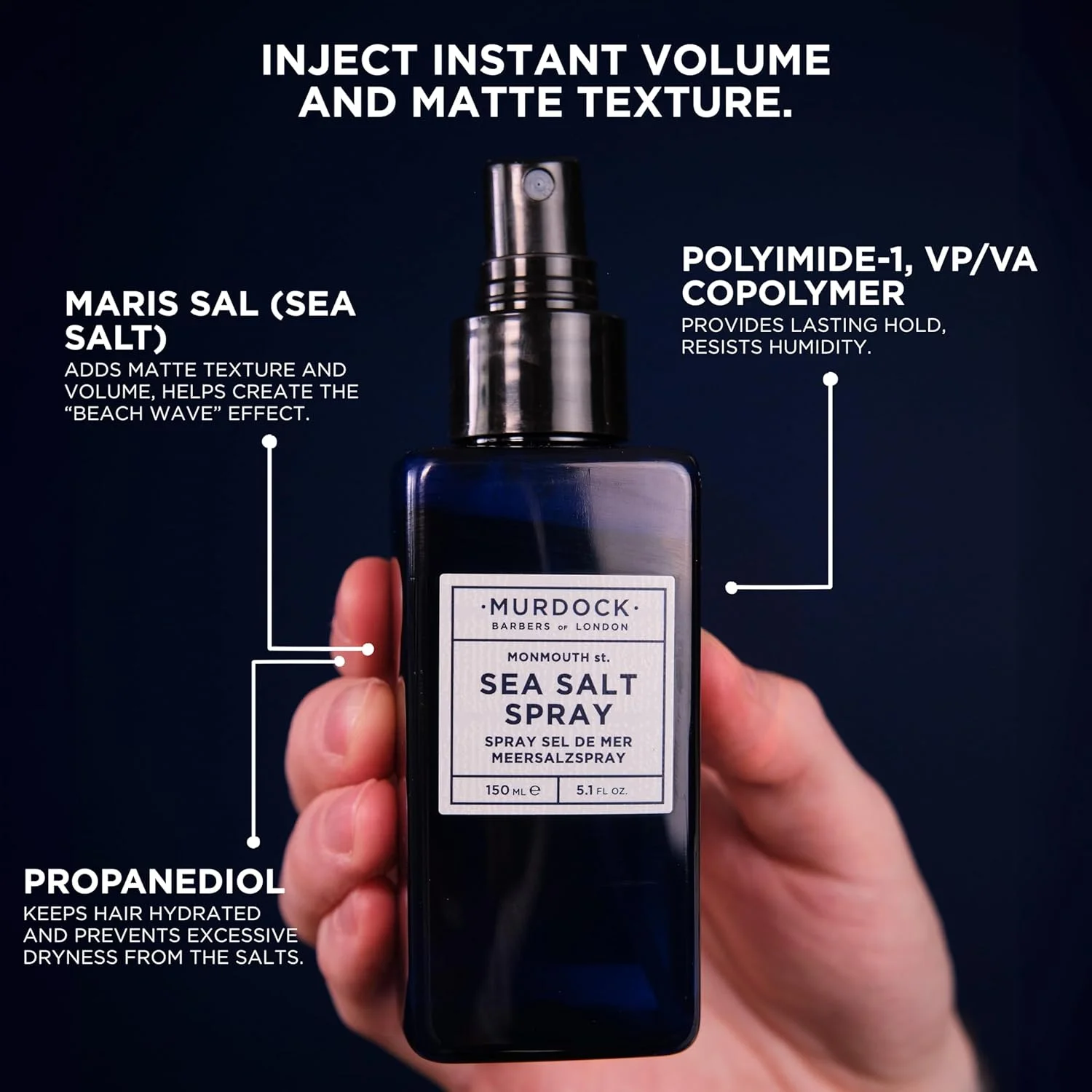 اسپری نمک دریایی مردوک لندن | افزایش بافت و حجم مو | ساخت انگلستان | 150 میلی لیتر