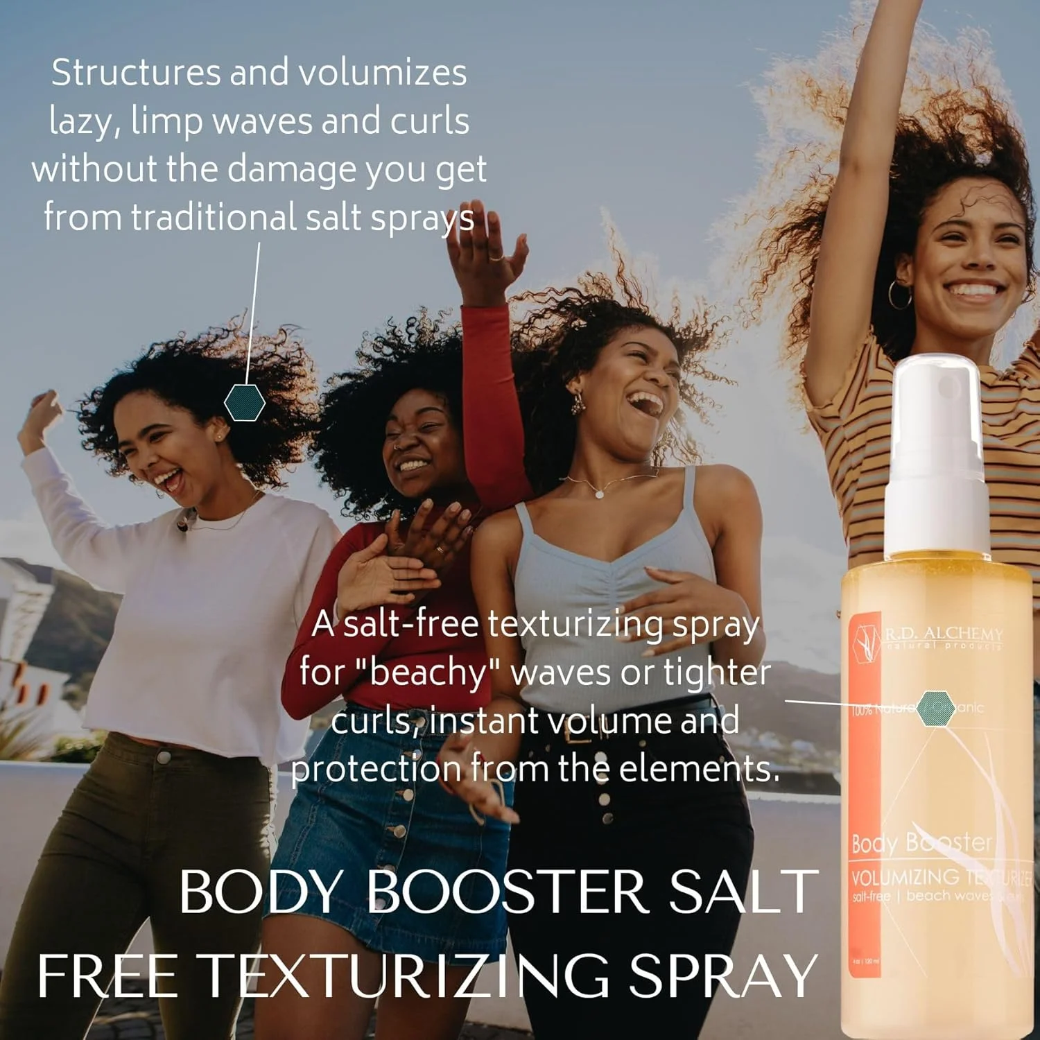 اسپری حجم دهنده و بافت دهنده مو آر.دی. آلكمی، ۱۰۰٪ طبیعی و ارگانیک، بدون نمک دریایی - افزایش حجم و فر مو بدون ایجاد خشکی، برای داشتن موهایی ضخیم تر و پرپشت تر با فرهای دوست داشتنی - از آر.دی.