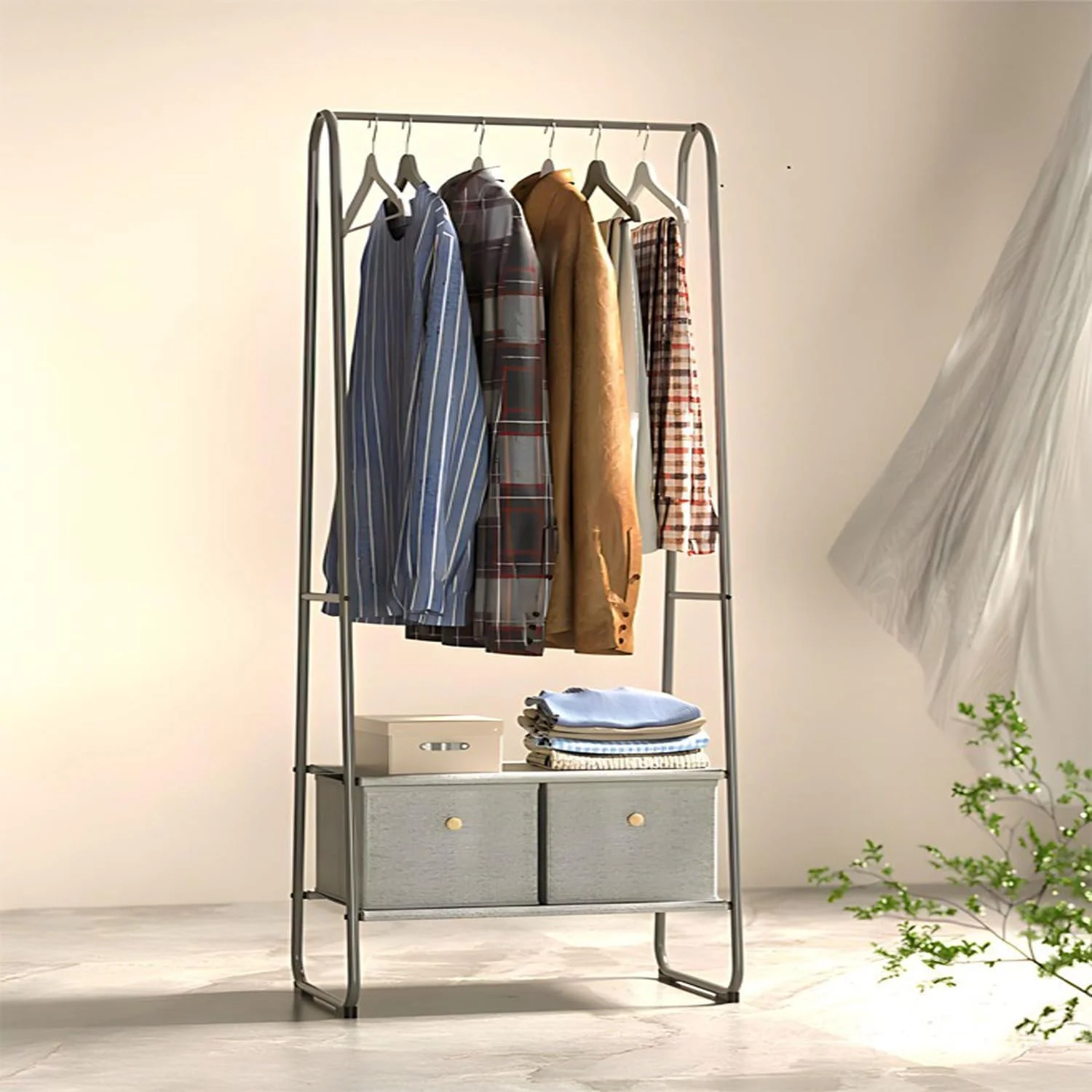 رخت آویز خانگی Kutis Home با کشو - سازمان دهنده کمد بلند با قاب فولادی و کمد پارچه ای برای لباس، اتاق خواب و ورودی 64 x 40 x 170 سانتی متر رخت آویز خانگی Kutis Home با کشو - سازمان دهنده کمد بلند با قاب فولادی و کمد پارچه ای برای لباس، اتاق خواب و ورودی 64 x 40 x 170 سانتی متر