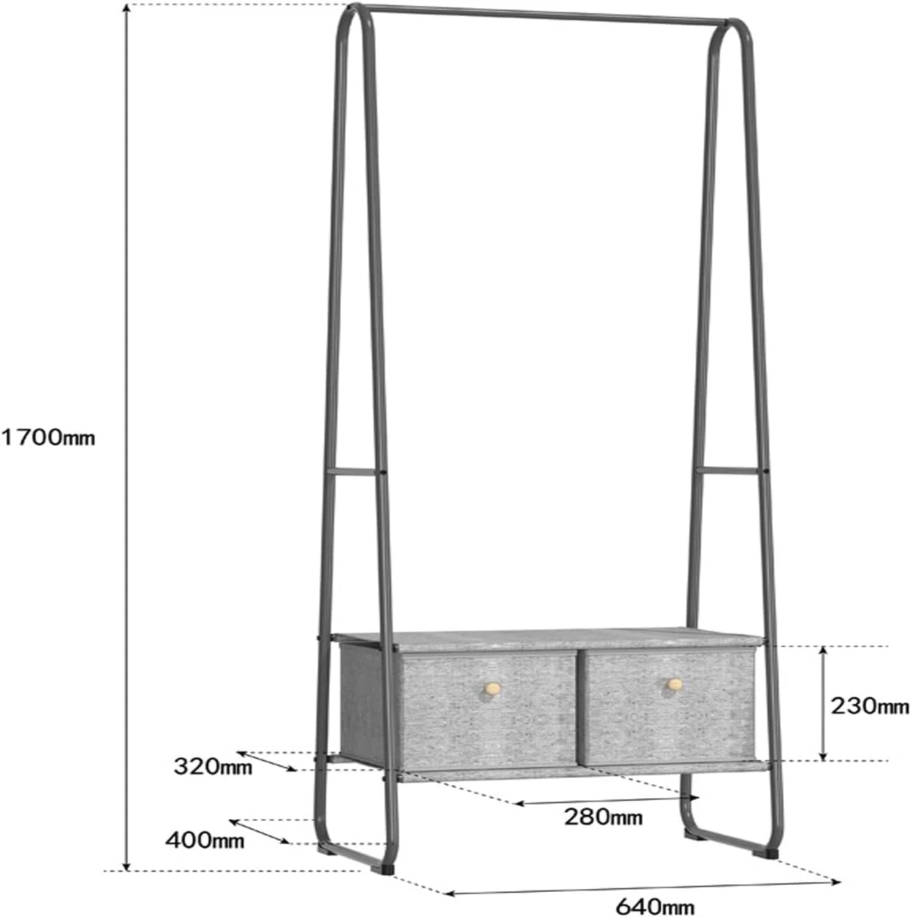 رخت آویز خانگی Kutis Home با کشو - سازمان دهنده کمد بلند با قاب فولادی و کمد پارچه ای برای لباس، اتاق خواب و ورودی 64 x 40 x 170 سانتی متر رخت آویز خانگی Kutis Home با کشو - سازمان دهنده کمد بلند با قاب فولادی و کمد پارچه ای برای لباس، اتاق خواب و ورودی 64 x 40 x 170 سانتی متر
