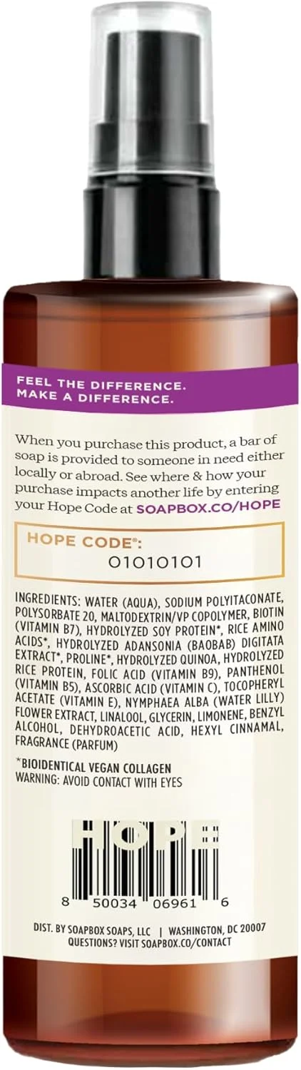 اسپری حجم دهنده مو Soapbox Lift Me Up، اسپری سبک حجم دهنده مو حاوی بیوتین، اسپری حجم دهنده طبیعی برای مو، بدون سولفات، بدون سیلیکون، ایمن برای موهای رنگ شده و محصولات گیاهی، 236 میلی لیتر