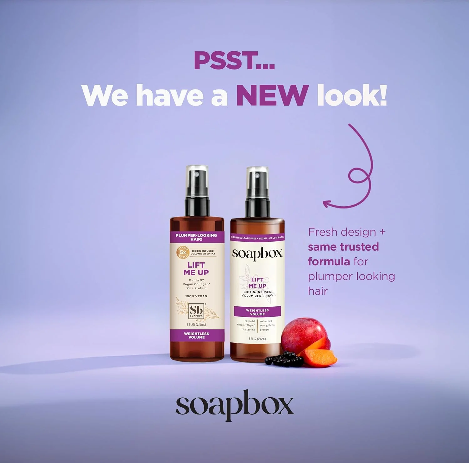 اسپری حجم دهنده مو Soapbox Lift Me Up، اسپری سبک حجم دهنده مو حاوی بیوتین، اسپری حجم دهنده طبیعی برای مو، بدون سولفات، بدون سیلیکون، ایمن برای موهای رنگ شده و محصولات گیاهی، 236 میلی لیتر