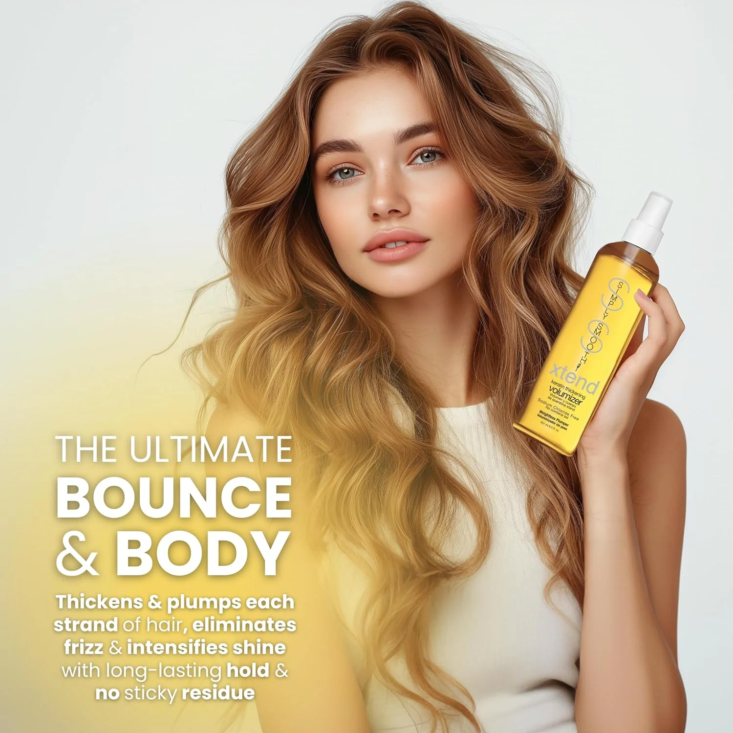 حجم دهنده و احیا کننده کراتین سیمپلی اسموت اکستند | اسپری ضخیم کننده برای موهای نازک، کم پشت و بی جان | ایجاد حالت، حجم و بافت برای موهای افتاده | حجم دهنده سبک مو | 250 میل