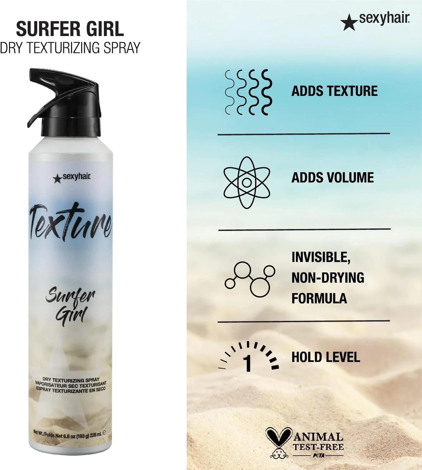 اسپری بافت دهنده موی خشک سکسی هیر مدل Surfer Girl با رایحه نارگیل، 200 میلی لیتر اسپری بافت دهنده موی خشک سکسی هیر مدل Surfer Girl با رایحه نارگیل، 200 میلی لیتر