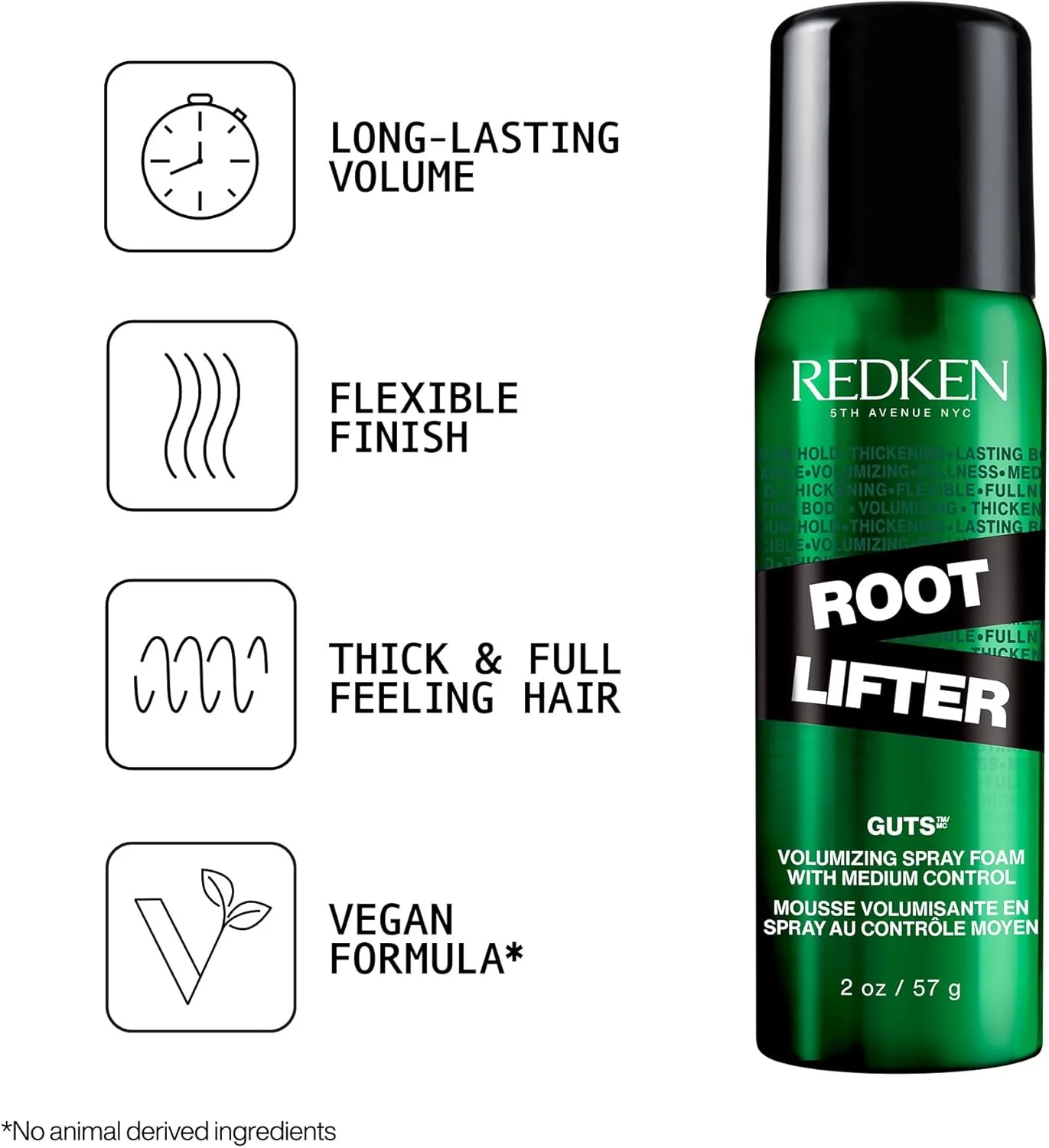 اسپری فوم حجم دهنده ریشه مو روت لیفتر | مناسب برای انواع مو | ایجاد حالت، حجم و محافظت در برابر وز | کنترل متوسط | 2 اونس اسپری فوم حجم دهنده ریشه مو روت لیفتر | مناسب برای انواع مو | ایجاد حالت، حجم و محافظت در برابر وز | کنترل متوسط | 2 اونس