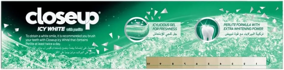 خمیر دندان کلوز آپ Icy White، برای قدرت سفید کنندگی بیشتر، انفجار منتول، با پرلیت، 100 میلی لیتر