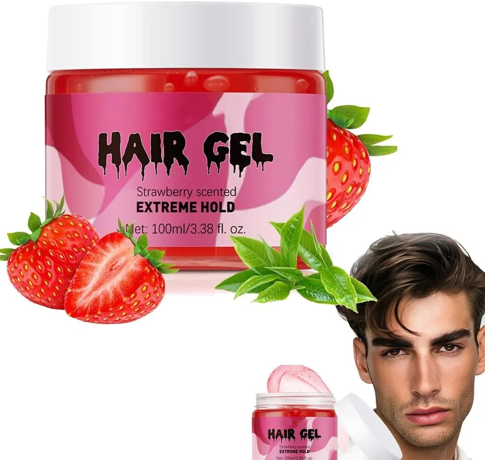 ژل موی Azonee برای موهای فر، ژل مو با قدرت نگهداری بسیار قوی، صاف کننده و حالت دهنده غیر چرب، بدون پوسته پوسته شدن یا ایجاد سفیدک، ژل حالت دهنده برای موهای ضخیم و فر، ژل بافت مو با طعم توت فرنگی