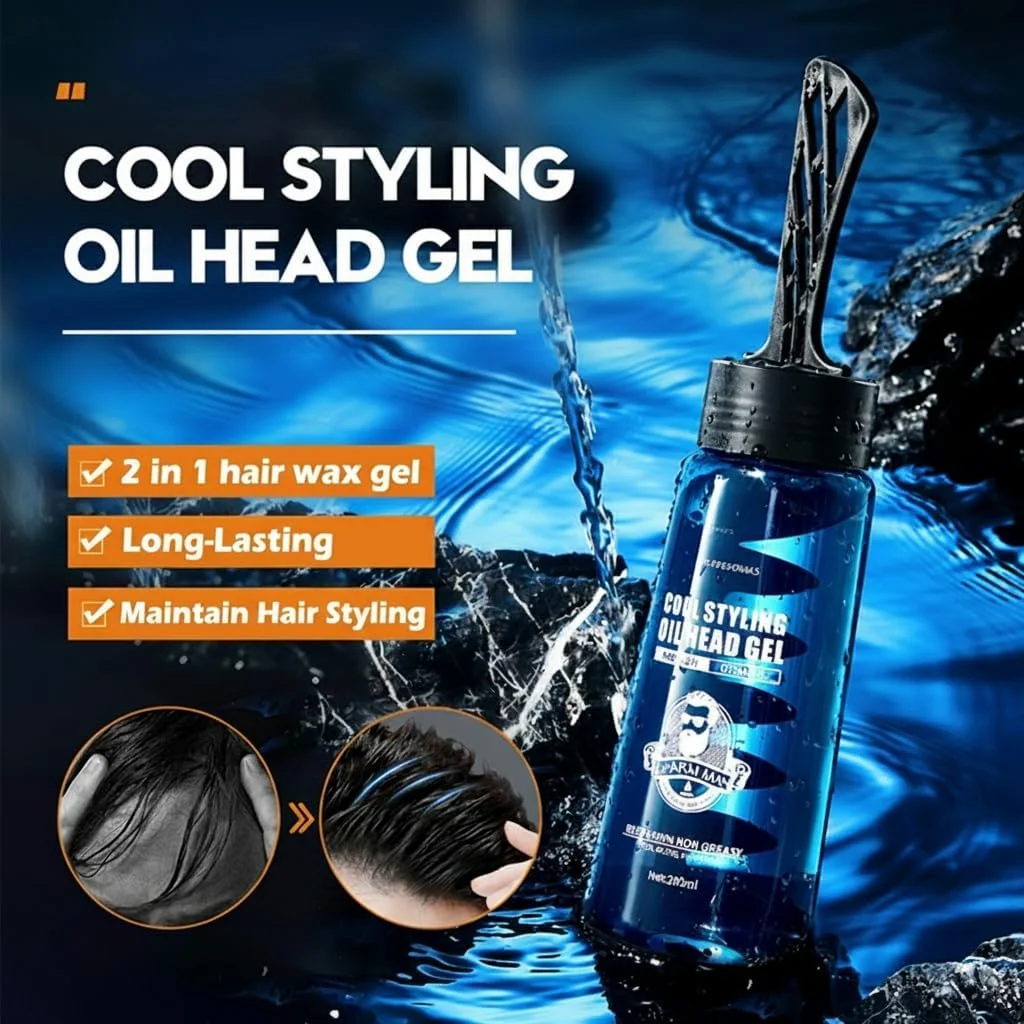 ژل موی مردانه آزونه همراه با شانه، شانه واکس مو 2 در 1، ژل مو با قدرت نگهدارندگی قوی، واکس مو برای مردان - طراحی منحصر به فرد عالی است، ژل حالت دهنده موی سریع و بادوام برای سالن آرایش موی مردانه (280 میلی لیتر)