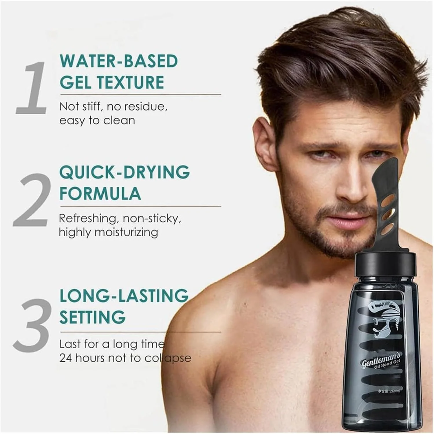 ژل حالت دهنده مو مردانه Azonee، ژل واکس مو 2 در 1 با شانه، کیت مراقبت از مو مردانه ژل حالت دهنده سر روغنی مردانه، ژل حالت دهنده موی سریع و بادوام مردانه