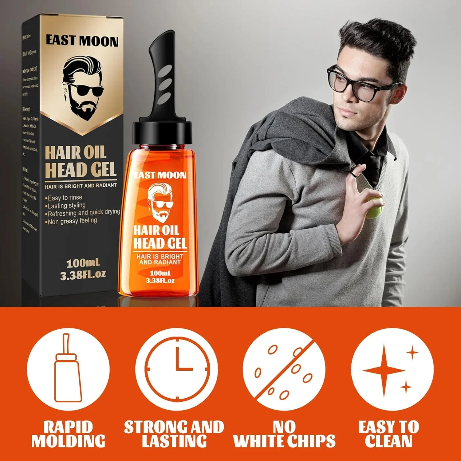 ژل حالت دهنده مو مردانه آزونه، چسب مو، شانه واکس مو 2 در 1، ژل مو با قدرت نگهدارندگی قوی، واکس مو برای مردان - طراحی منحصر به فرد عالی است، ژل حالت دهنده موی سریع و بادوام برای مردان