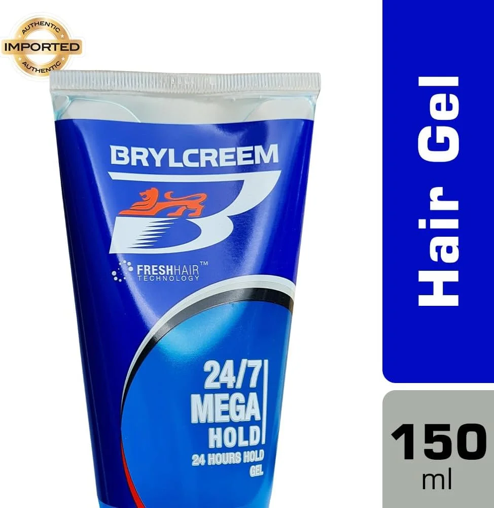 ژل حالت دهنده موی مردانه Brylcreem 24/7 Mega Hold، ماندگاری طولانی مدت 24 ساعته برای حالت دادن به مو، ژل واکس موی غیر چسبنده برای ظاهری طبیعی و درخشش بالا، مقاوم در برابر تعریق، بدون پوسته و باقیمانده، 150 میلی لیتر