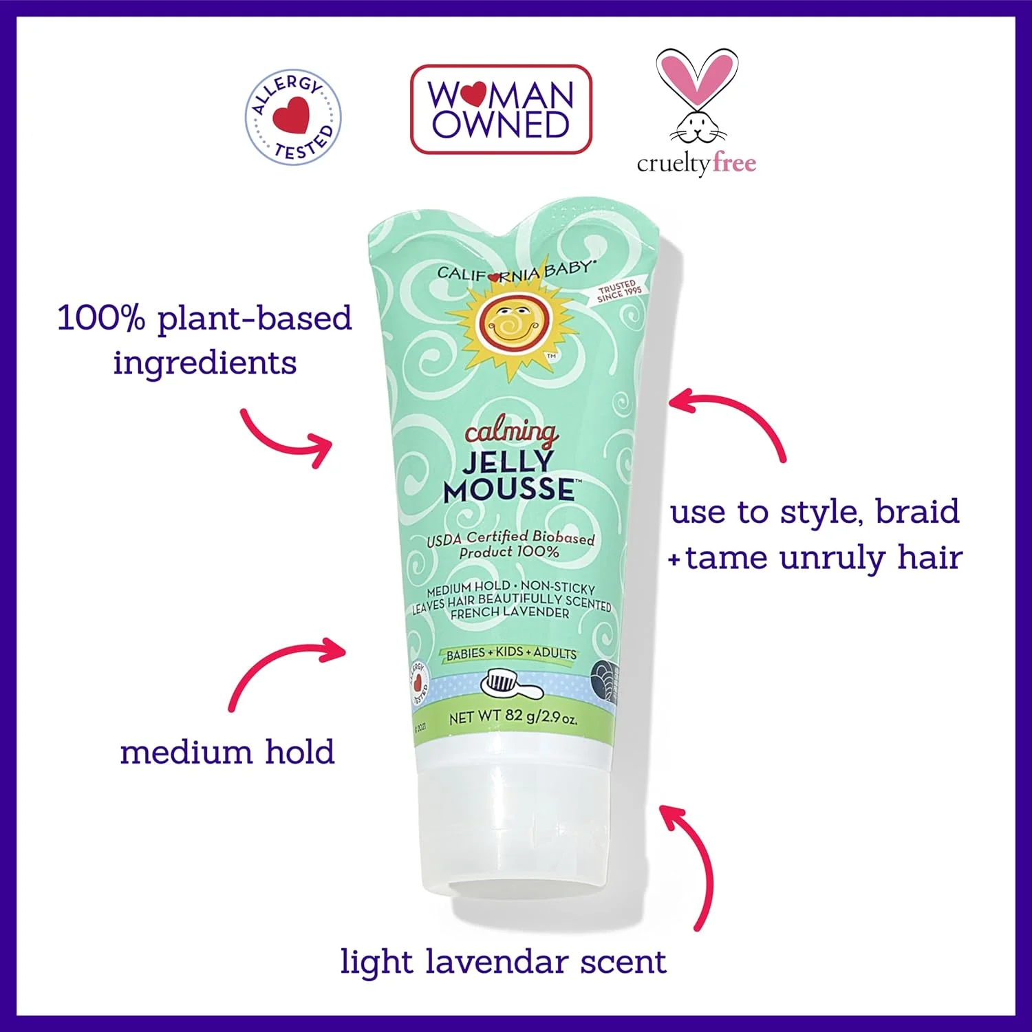 ژل موی طبیعی موس کالیفرنیا بیبی - آرامش بخش 85 گرم