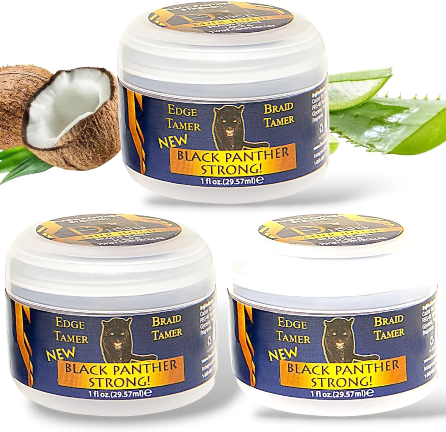 ژل حالت دهنده مو با لبه های الماسی قوی پلنگ سیاه - نگهدارنده فوق العاده قوی 24 ساعته - کنترل فوری طبیعی برای موهای 4C، مردان و زنان - مجموعه موم مسافرتی 3 عددی (هر کدام 1 اونس)