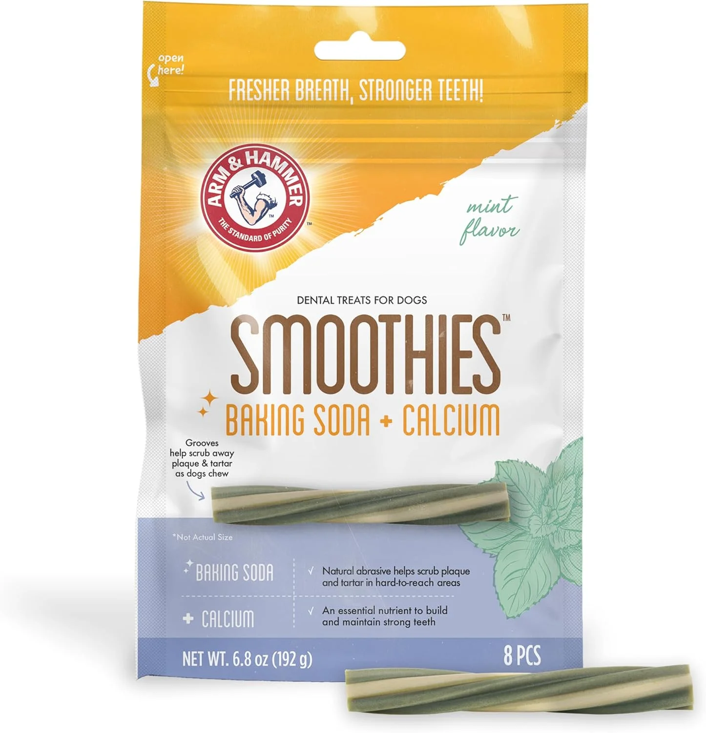 تشویقی دندانی سگ آرم اند همر | جویدنی های دندانی برای مبارزه با بوی بد دهان، پلاک و جرم بدون نیاز به خمیر دندان یا مسواک زدن | مناسب برای سگ های کوچک، متوسط ​​یا بزرگ، 1 بسته FFP7614PS