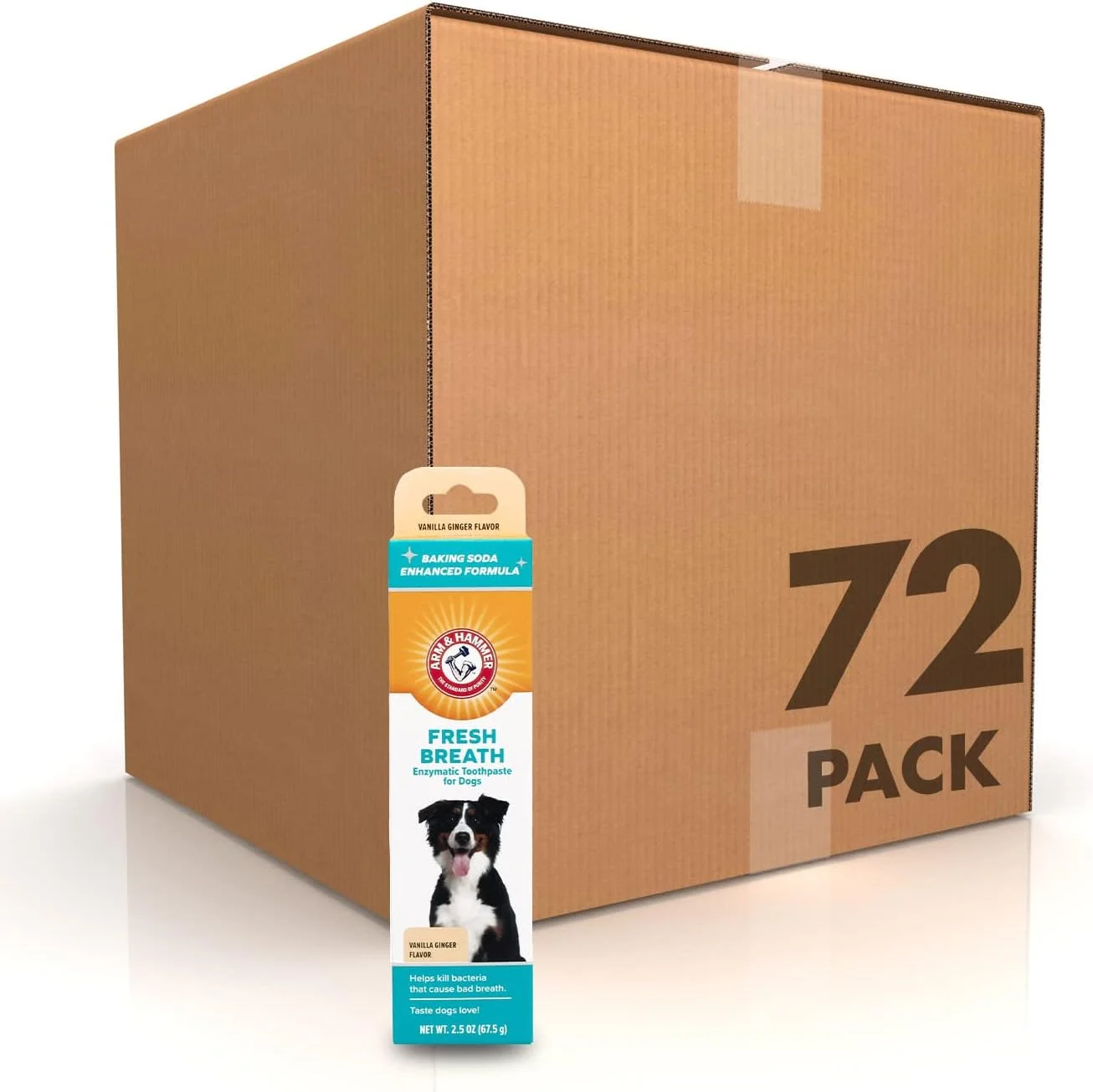 خمیر دندان آنزیمی سگ Arm & Hammer برای مراقبت بالینی دندان | تسکین دهنده لثه های ملتهب | ایمن برای توله سگ ها | نفس تازه وانیل زنجبیلی - بسته 72 عددی