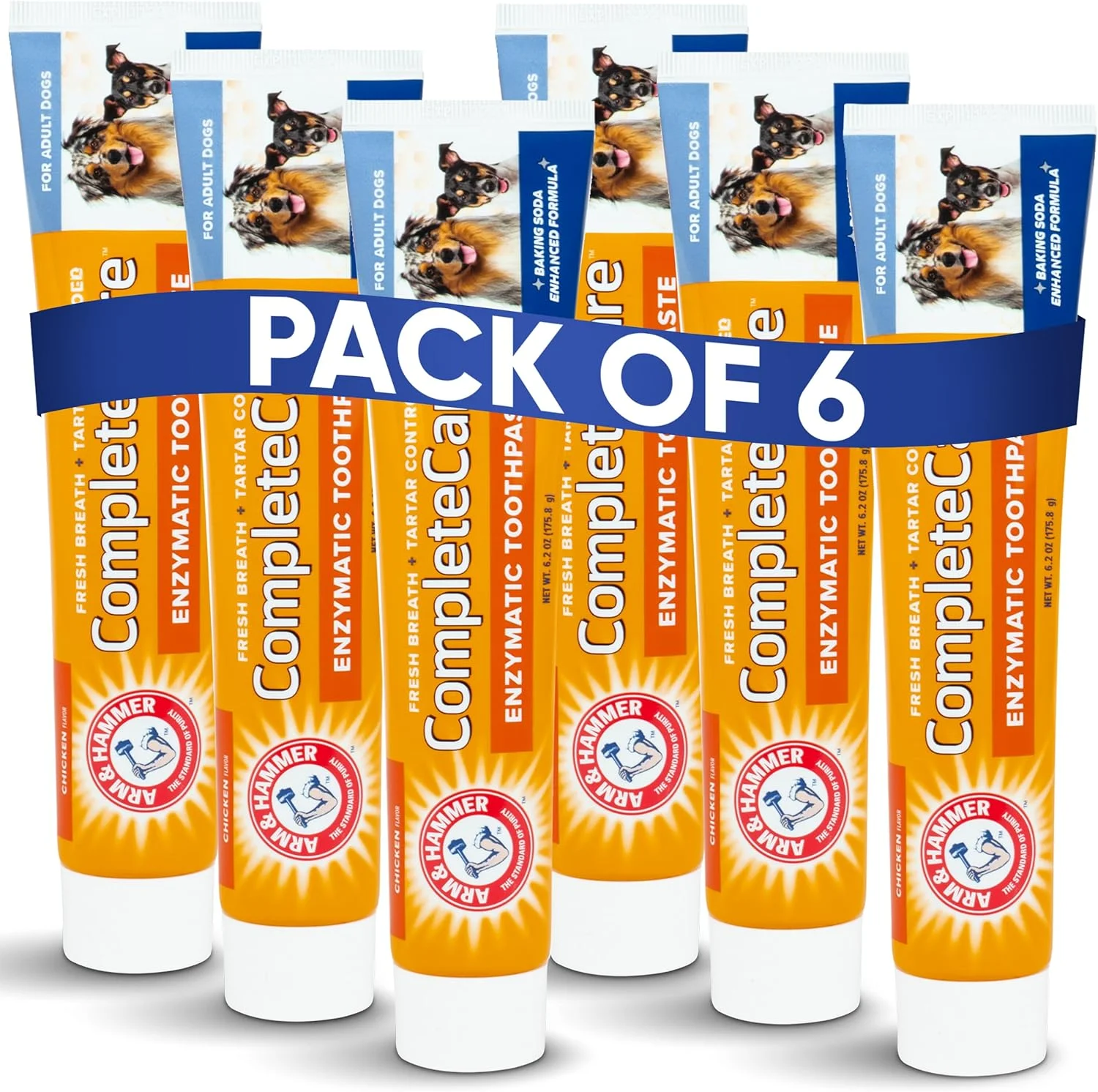 خمیر دندان آنزیمی سگ Arm & Hammer Complete Care، خمیر دندان سگ برای توله سگ ها و سگ های بالغ، خمیر دندان Arm and Hammer برای مراقبت از دندان سگ ها برای دندان های تمیز سگ 177 میلی لیتر (بسته 6 عددی)