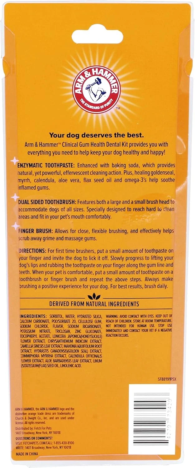 کیت بهداشت لثه و دندان سگ Arm & Hammer برای حیوانات خانگی | شامل خمیر دندان، مسواک و مسواک انگشتی | تسکین دهنده لثه های ملتهب، کیت 3 تکه، طعم مرغ کیت بهداشت لثه و دندان سگ Arm & Hammer برای حیوانات خانگی | شامل خمیر دندان، مسواک و مسواک انگشتی | تسکین دهنده لثه های ملتهب، کیت 3 تکه، طعم مرغ