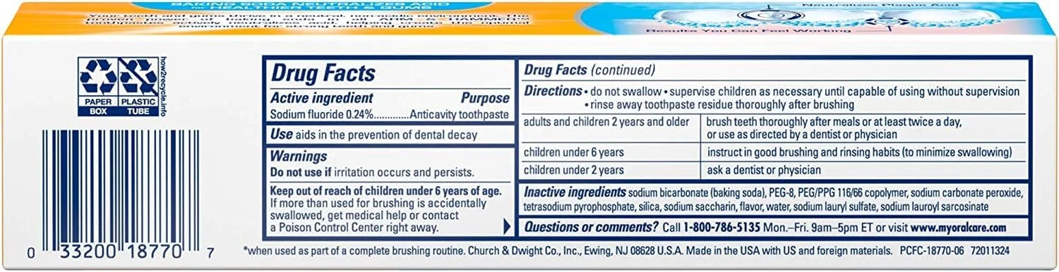 خمیر دندان کنترل جرم آرم اند همر PeroxiCare، جوش شیرین و پراکسید، نعناع تازه 170 گرم (بسته 2 عددی)