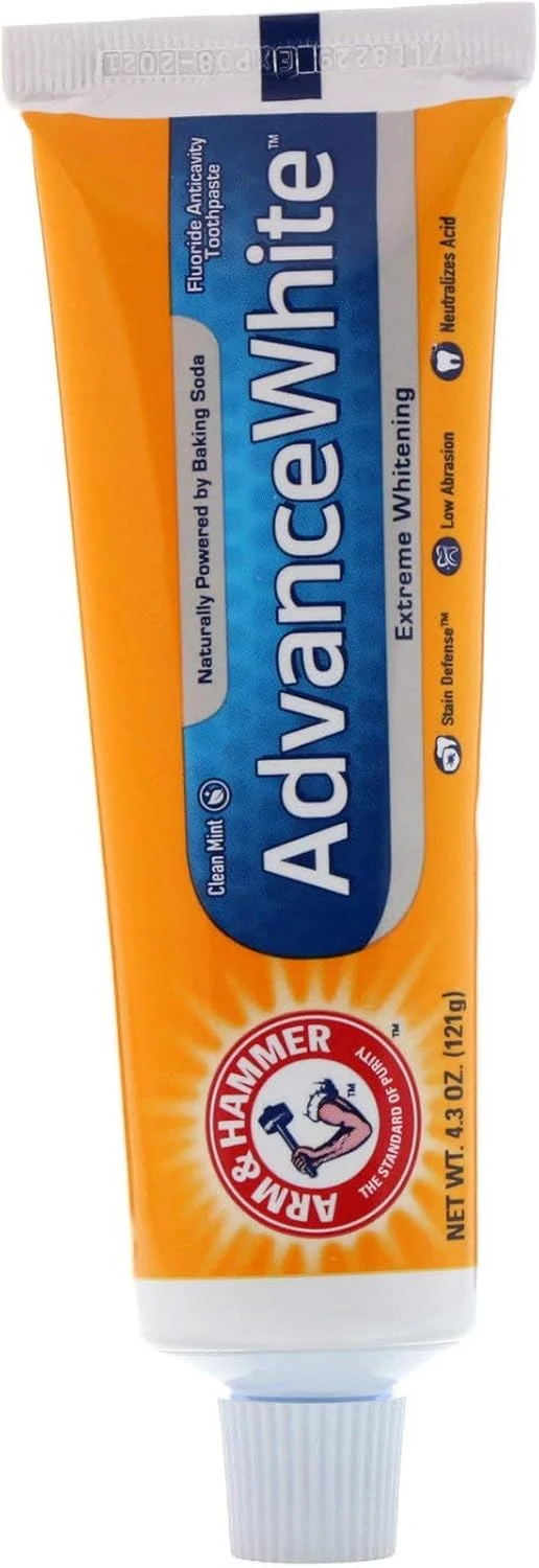 خمیر دندان سفید کننده آرم اند همر، وایت پیشرفته، سفید کننده قوی، نعناع تمیز، 121 گرم