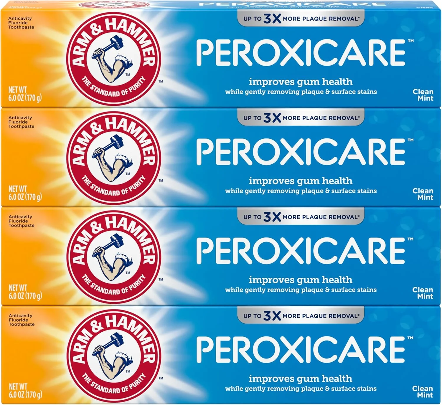 خمیر دندان آرم اند همر Peroxicare، طعم نعناع تمیز، بهبود سلامت لثه، 170 گرم (بسته 4 عددی)