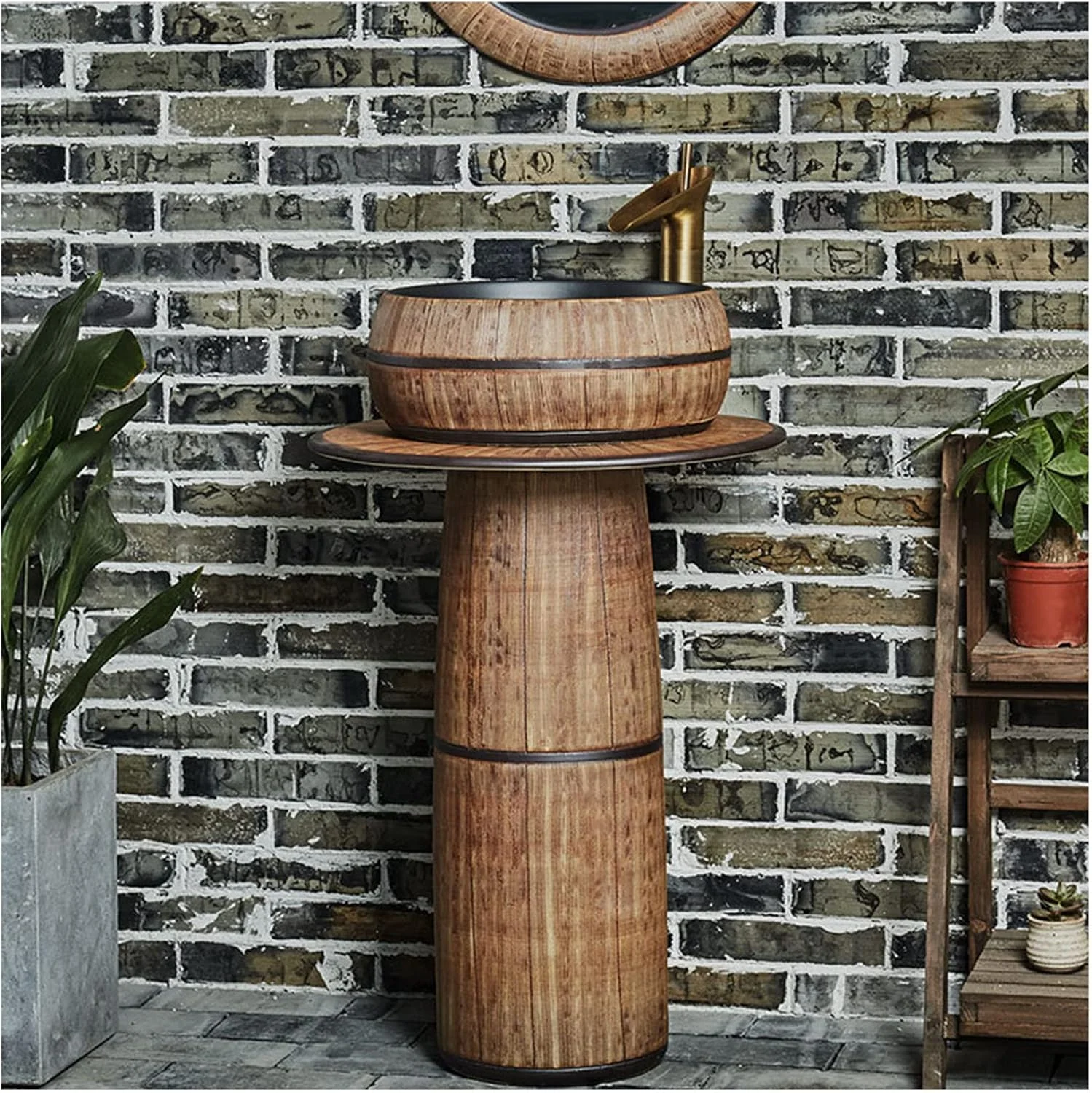 GBMULG روشویی پایه دار، روشویی سرامیکی مدرن، روشویی پایه دار سرامیکی و پایه حمام، روشویی پایه دار برای فضای داخلی و خارجی، قهوه ای - بدون آینه GBMULG روشویی پایه دار، روشویی سرامیکی مدرن، روشویی پایه دار سرامیکی و پایه حمام، روشویی پایه دار برای فضای داخلی و خارجی، قهوه ای - بدون آینه