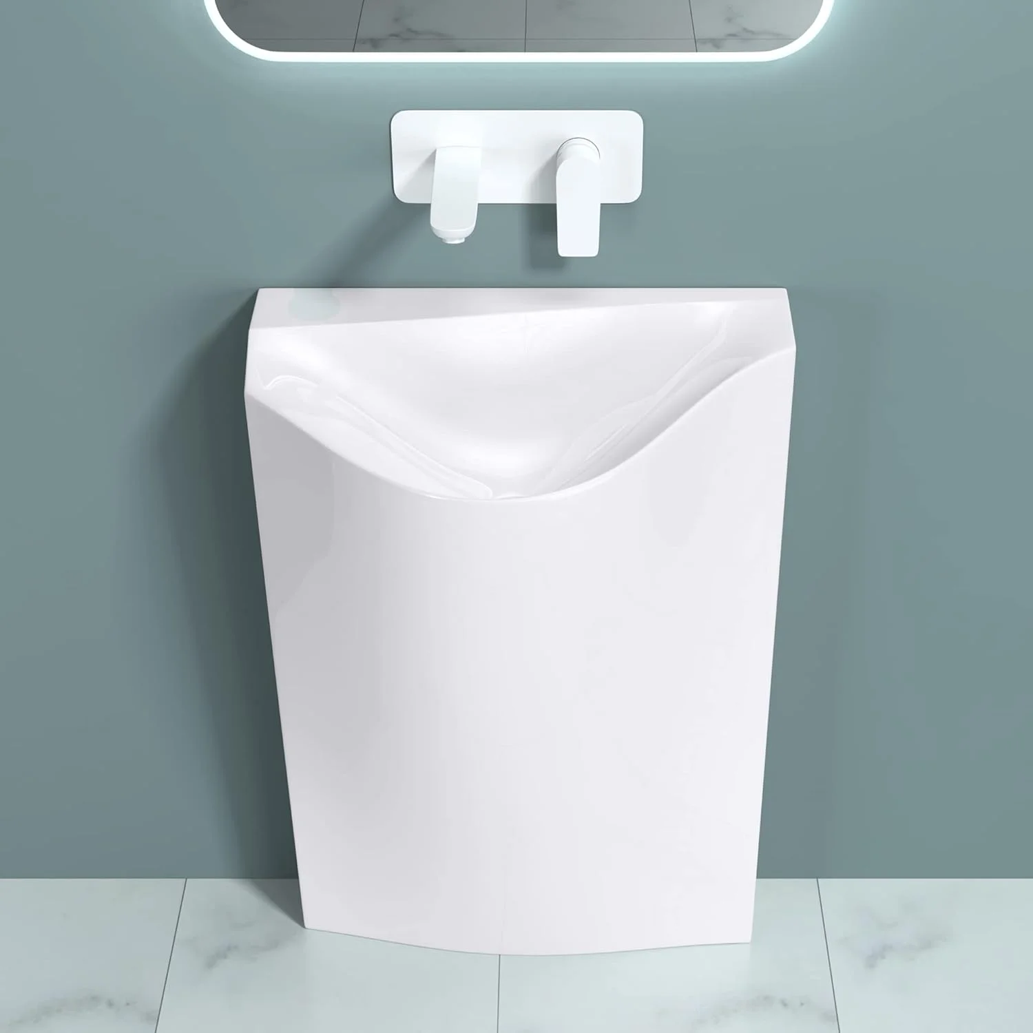 روشویی ایستاده doporro Colossum37، عرض 55x34x85 سانتی متر، سفید، از جنس سنگ مرمر