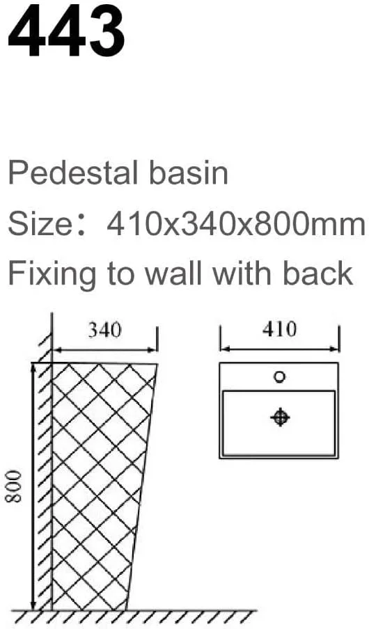 روشویی تزئینی میلانو می (41x34x80) سانتی متر - روکش سفید | روشویی سرامیکی بادوام | کاسه روشویی پایه دار | سینک مدرن برای حمام، دستشویی