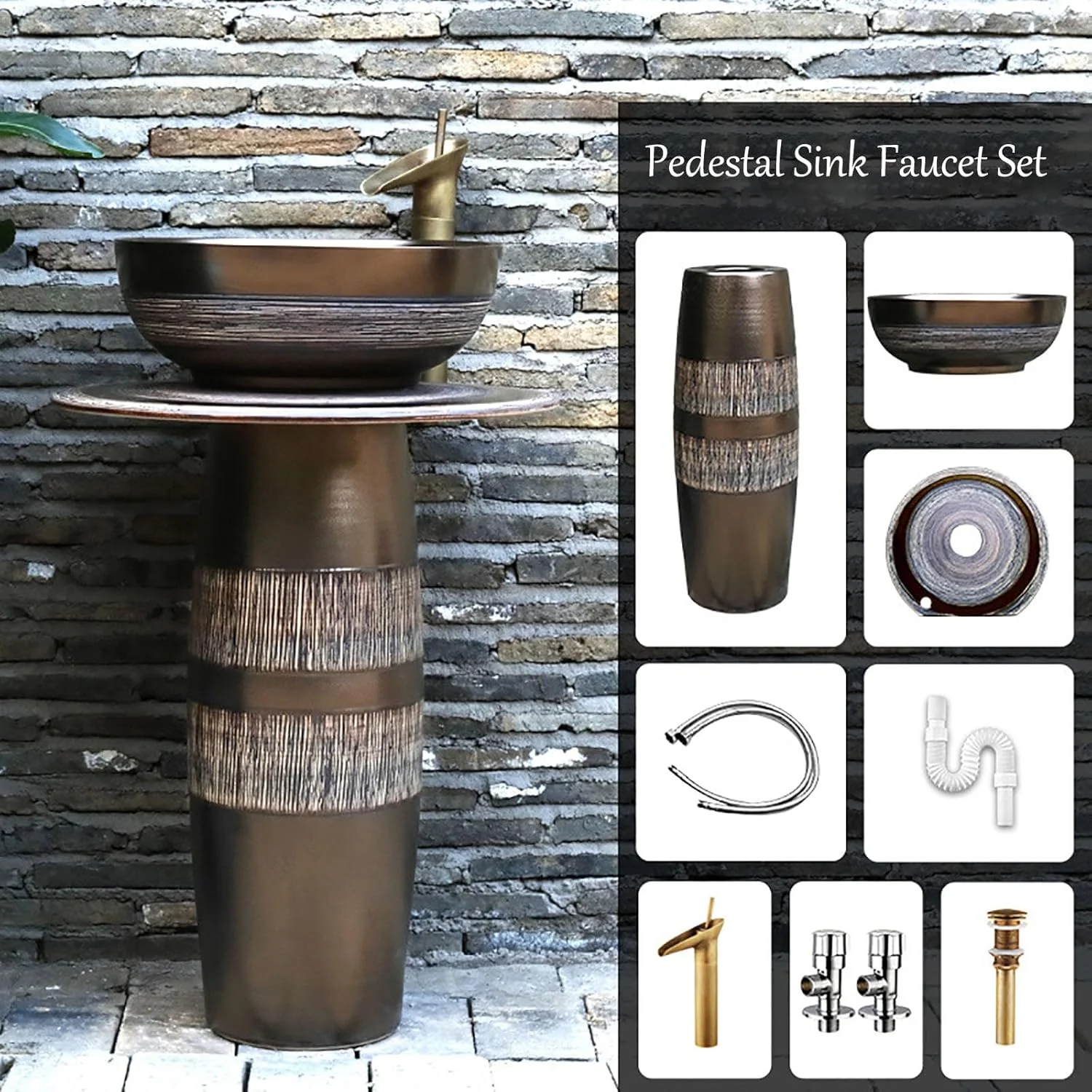 روشویی پایه دار سرامیکی خاک کائولن، روشویی سرامیکی دست ساز هنری، روشویی پایه دار زیبا برای خانه یا هتل، روشویی گرد ایده آل برای فضای داخلی، بدون آینه روشویی پایه دار سرامیکی خاک کائولن، روشویی سرامیکی دست ساز هنری، روشویی پایه دار زیبا برای خانه یا هتل، روشویی گرد ایده آل برای فضای داخلی، بدون آینه