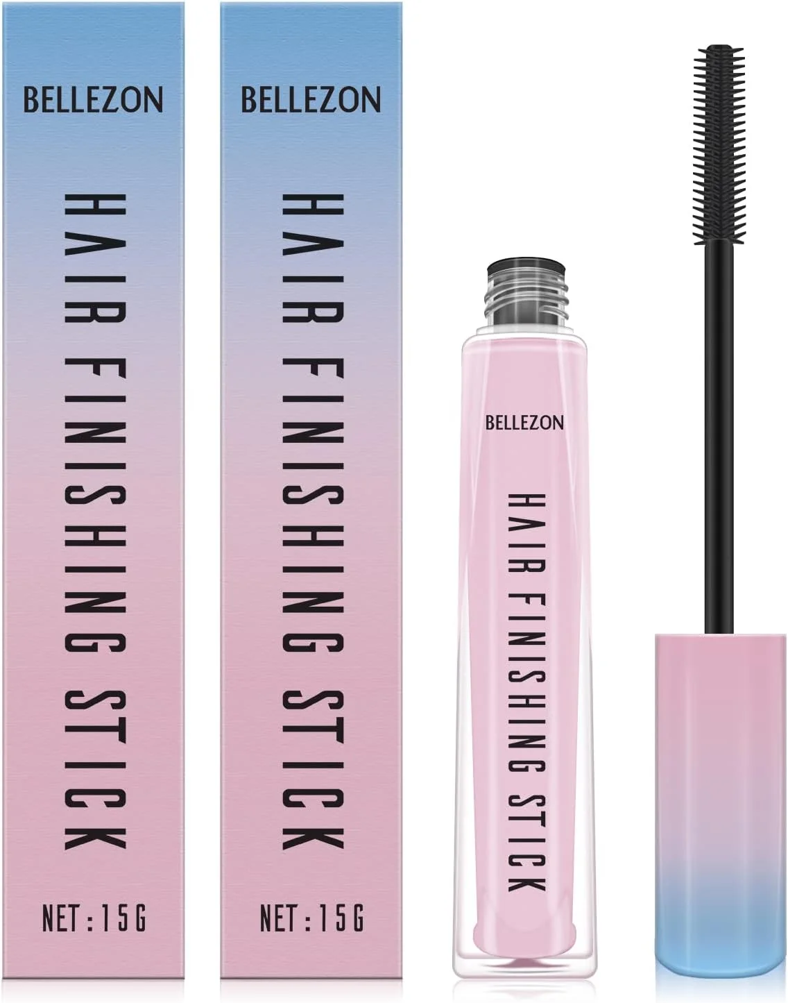 بسته 2 عددی چوب حالت دهنده مو BELLEZON، چوب رفع موهای زائد، کرم حالت دهنده موهای ریز و شکسته، غیر چرب و غیر چسبنده، ژل مو برای زنان - ساخت PRC