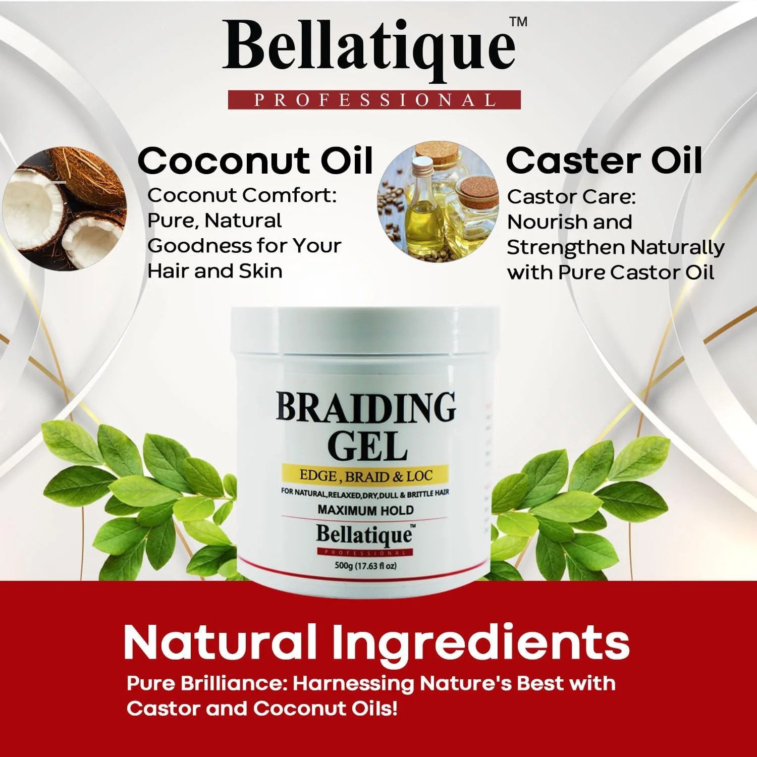 ژل بافت حرفه ای BELLATIQUE، ژل با حداکثر نگهداری (500 گرم) برای موهای طبیعی، فر، خشک، کدر و شکننده - بدون پوسته پوسته شدن، بدون سفیدک، خشک شدن سریع، درخشش بالا، حداکثر نگهداری - ماندگاری تا 48 ساعت