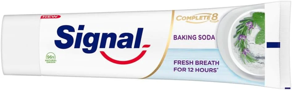 خمیر دندان سیگنال Complete 8 Nature Elements، جوش شیرین، تنفس свежее برای 12 ساعت*, 75 میلی لیتر خمیر دندان سیگنال Complete 8 Nature Elements، جوش شیرین، تنفس свежее برای 12 ساعت*, 75 میلی لیتر