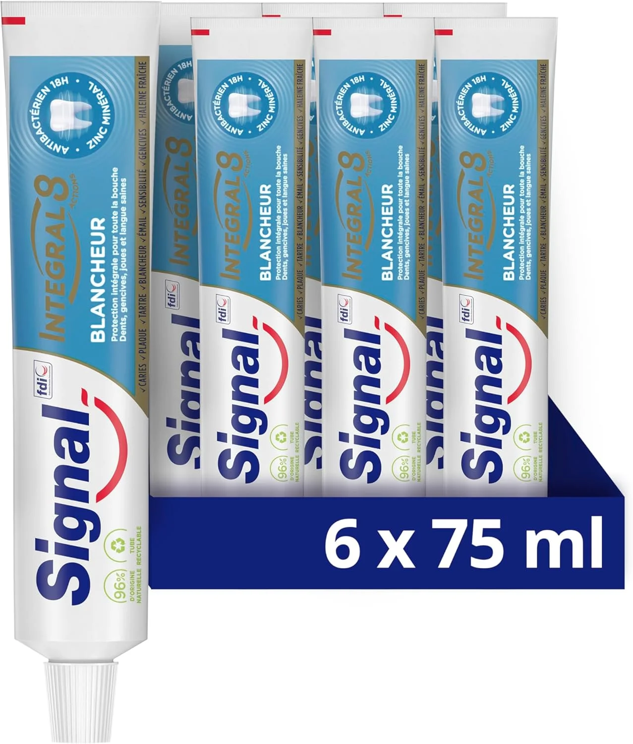 خمیر دندان سیگنال اینتگرال 8 سفید کننده 75 میلی لیتر بسته 6 عددی بدون طعم خمیر دندان سیگنال اینتگرال 8 سفید کننده 75 میلی لیتر بسته 6 عددی بدون طعم