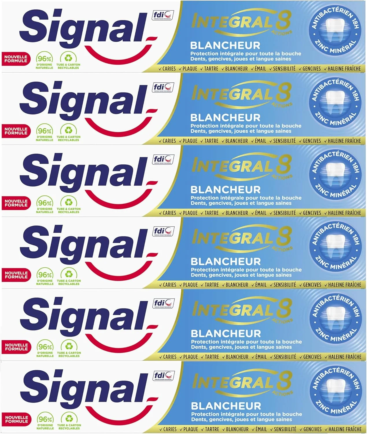 خمیر دندان سیگنال اینتگرال 8 سفید کننده 75 میلی لیتر بسته 6 عددی بدون طعم خمیر دندان سیگنال اینتگرال 8 سفید کننده 75 میلی لیتر بسته 6 عددی بدون طعم