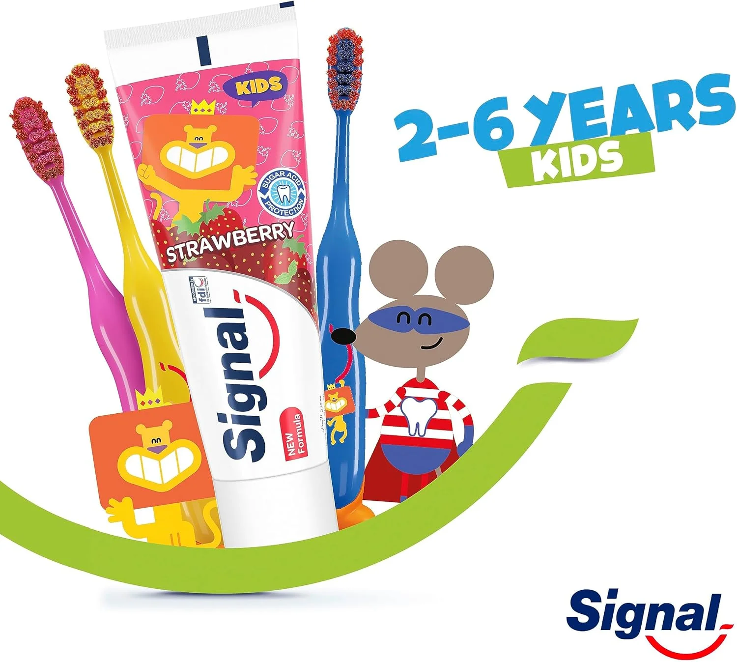 سیگنال مخصوص کودکان، خمیر دندان، طعم توت فرنگی، جلوگیری از پوسیدگی دندان، مناسب برای 2 تا 6 سال، 50 میلی لیتر سیگنال مخصوص کودکان، خمیر دندان، طعم توت فرنگی، جلوگیری از پوسیدگی دندان، مناسب برای 2 تا 6 سال، 50 میلی لیتر