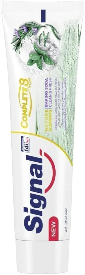 خمیر دندان سیگنال Complete 8 Natural Elements برای تمیزی عمیق و طبیعی و تازگی با جوش شیرین، رزماری و نعناع، 100 میلی لیتر خمیر دندان سیگنال Complete 8 Natural Elements برای تمیزی عمیق و طبیعی و تازگی با جوش شیرین، رزماری و نعناع، 100 میلی لیتر
