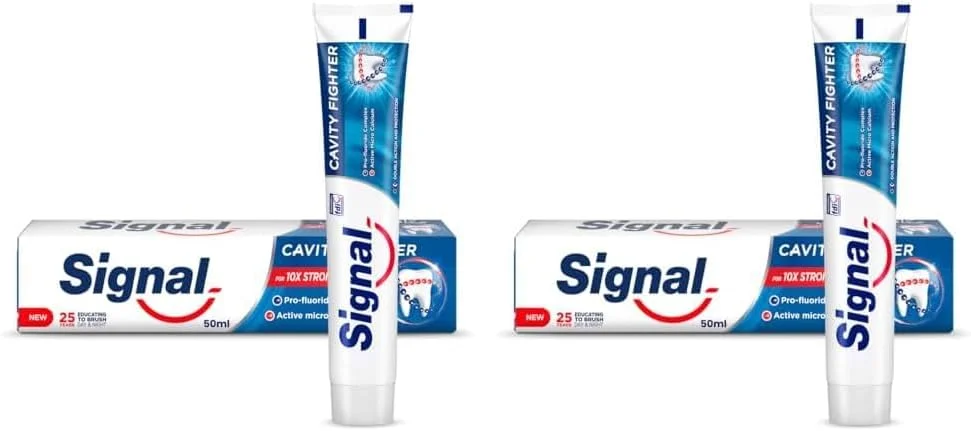 خمیر دندان سیگنال فلوراید، مبارزه با پوسیدگی، برای 10 برابر دندان های قوی تر، 50 میلی لیتر (بسته 2 عددی) خمیر دندان سیگنال فلوراید، مبارزه با پوسیدگی، برای 10 برابر دندان های قوی تر، 50 میلی لیتر (بسته 2 عددی)