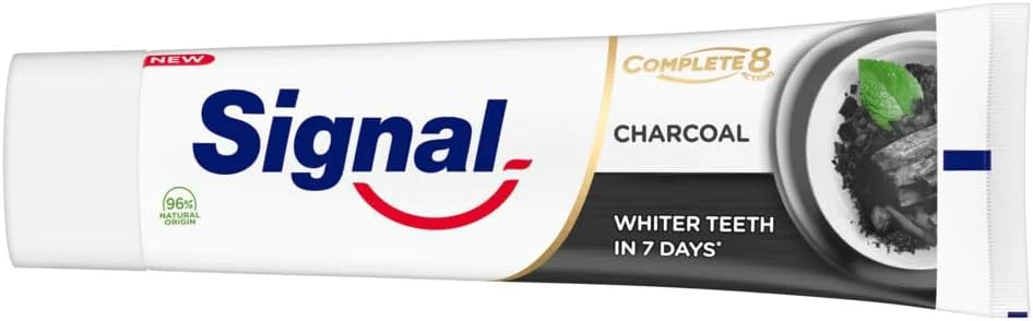 خمیر دندان سیگنال Complete 8 Nature Elements، زغالی، برای دندان های سفیدتر در 7 روز*، 75 میلی لیتر