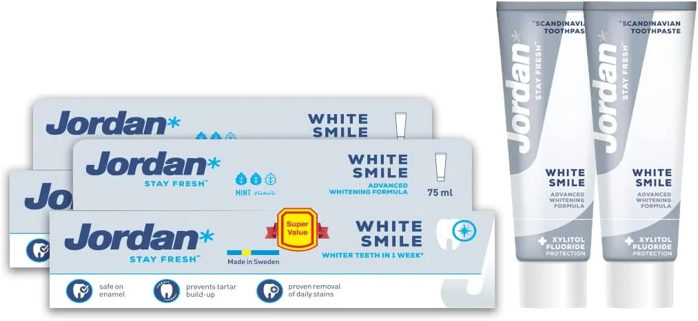 خمیر دندان سفید کننده جردن وایت اسمایل، 2 عدد 75 میلی لیتر